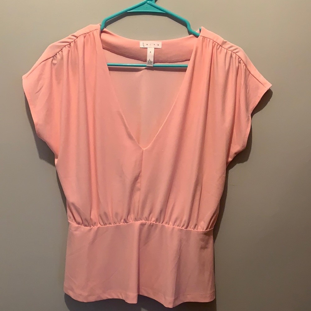 LEITH link pink short sleeve top blouse
